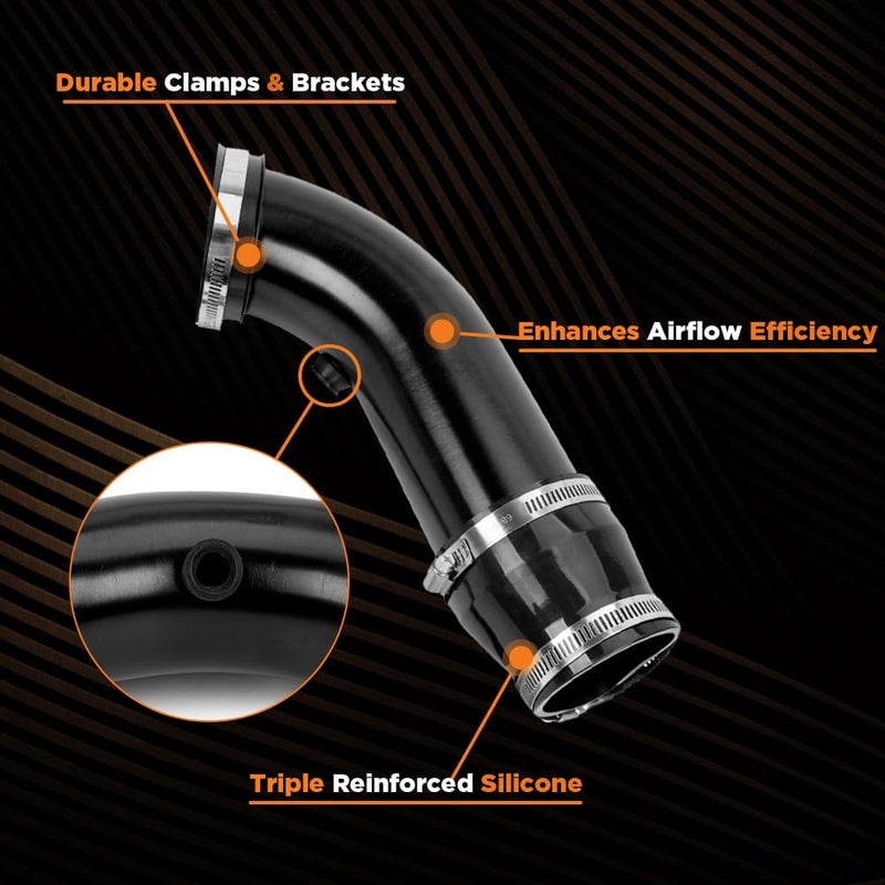 BARTOO 3 Inch Cold Air Intake Filter Pipe Curve Pipe, Aluminum Air Intake Elbow for Car Truck Turbo Piping, Black - Image 3